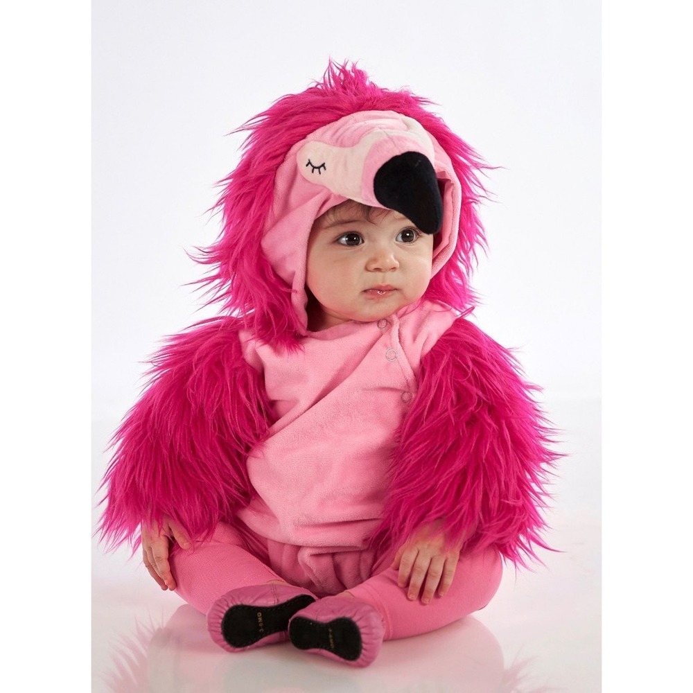 Pottery Barn Baby Girl Pink Flamingo Kids Costume Faux Fur 6-12 Months Halloween
